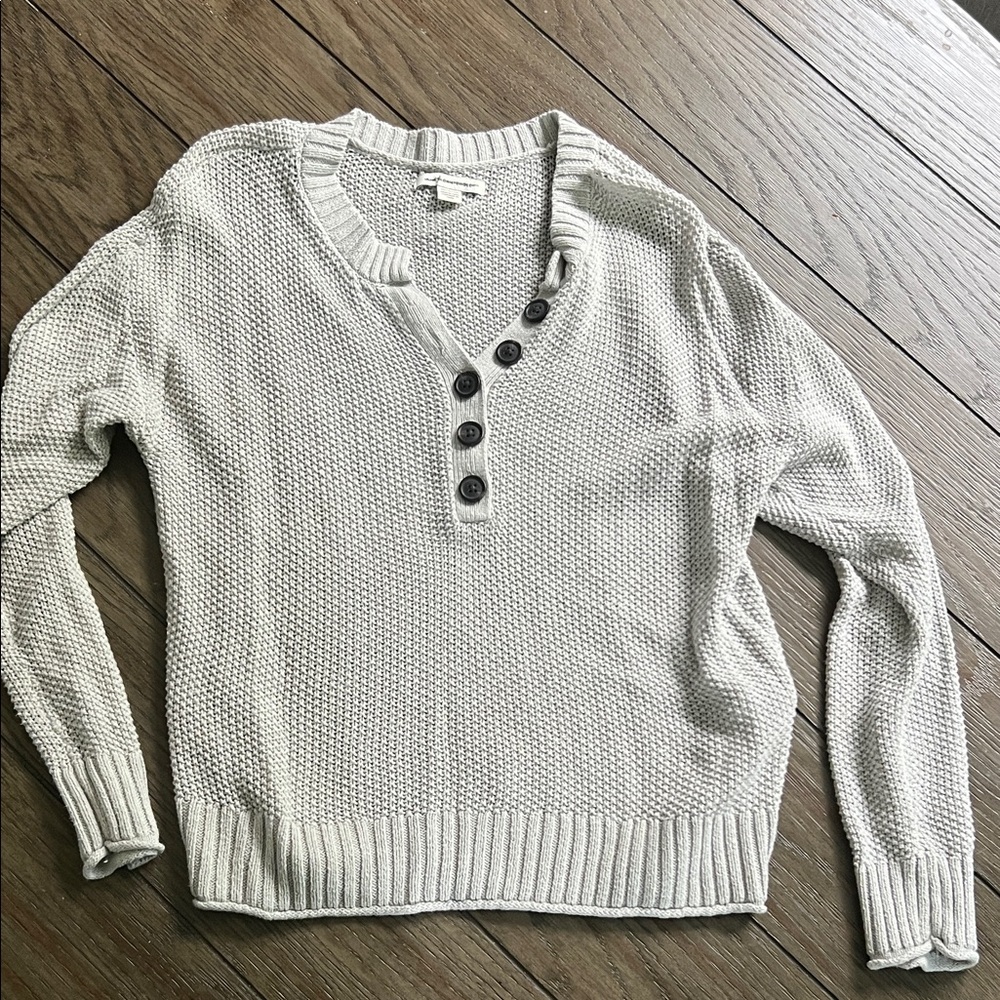 Women's Cream Sweater with Button Detail